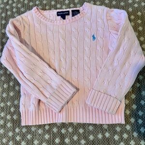 Girls Ralph Lauren Light Pink Cable Knit Sweater
